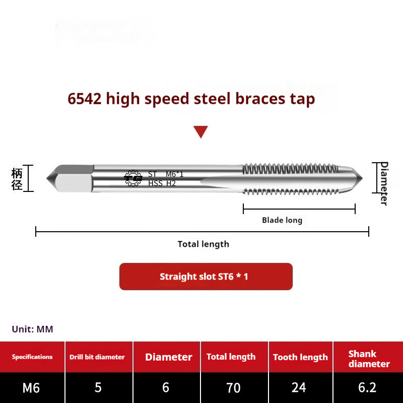 2114-6542 High Speed Steel Braces Taps ST Straight Groove Taps Thread Sheath Braces Tapping Screw Sleeve Installation Tool Shandong Denso Pricision Tools Co.,Ltd.